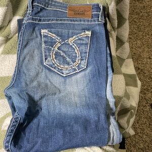 Big Star Women's Blue Boot Cut Jeans with Embroidery